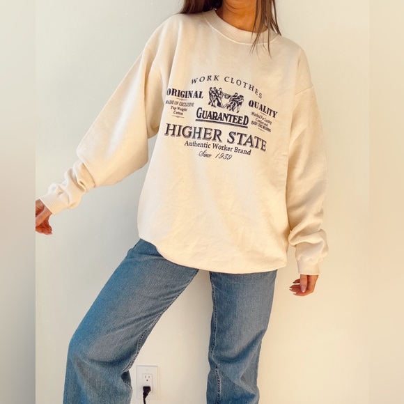 Vintage Other - Vintage Higher State neutral beige cream sweatshirt Men’s M
